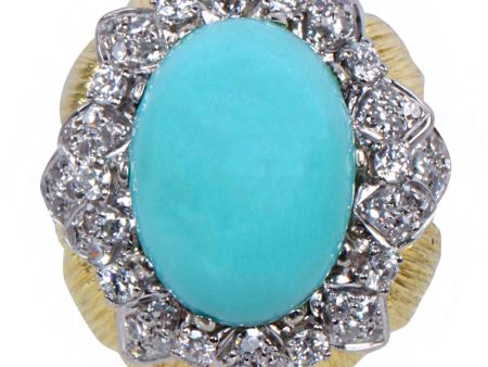 Turquoise and Diamond Flower Ring Sale