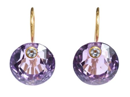 Small Amethyst and Tanzanite Gem Earrings For Sale