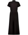 Black Jersey Short Sleeve Mockneck Dress Cheap