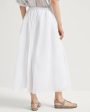 White Gauze Drawstring Midi Skirt Fashion