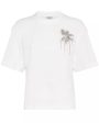 White Jersey Monili Flower Embellished T-Shirt Fashion