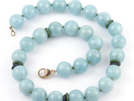 Aqua and Tsavorite Beaded Necklace Online