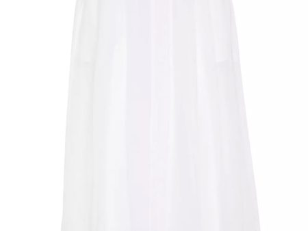 White Gauze Drawstring Midi Skirt Fashion