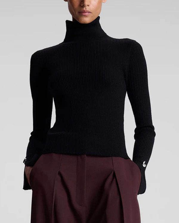 Black Jett Cable Knit Turtleneck Online Hot Sale