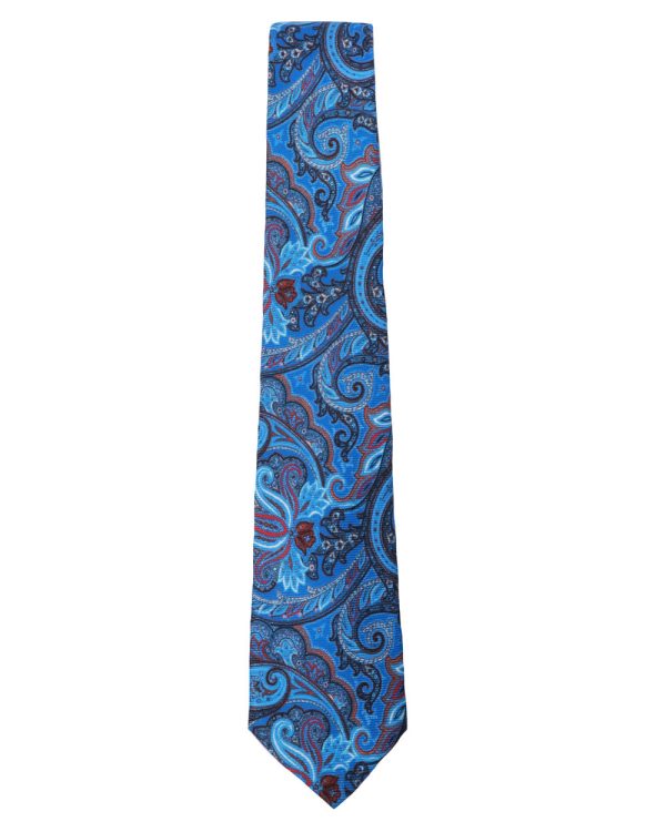 Bright Blue Paisley Tie For Sale