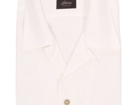 White Seersucker Cuban Sportshirt on Sale