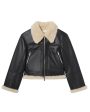 Black and Champagne Avery Shearling Jacket on Sale