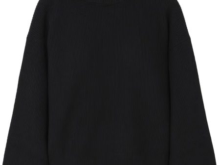 Black Ribbed Cashmere Turtleneck on Sale