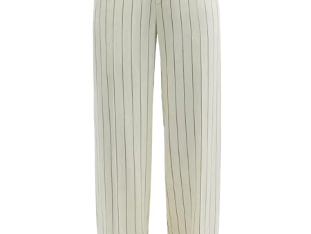 White and Grey Pinstripe Panama Straight Leg Trouser Online