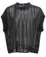 Black Sequin Stripe Chiffon Blouse Hot on Sale