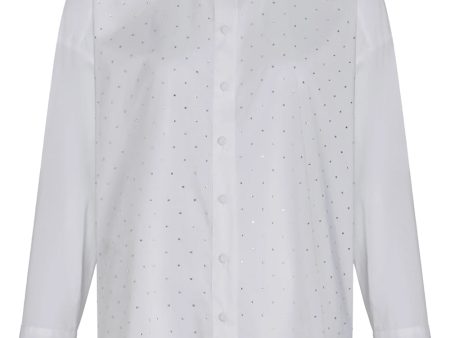 White Rhinestone Embellished Smeraldo Shirt For Sale