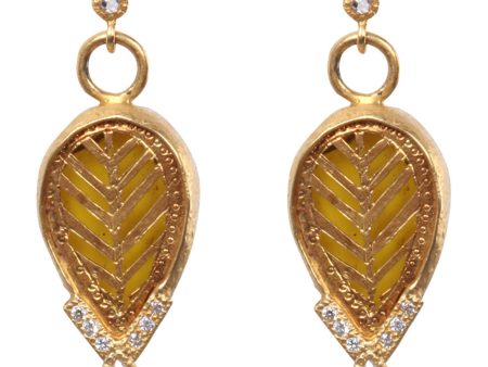 Thewa Yellow Glass Teardrop Earrings Online Sale