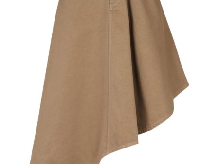 Beige Canvas Asymmetrical Midi Skirt Cheap