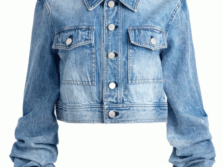 Blue Vintage Tiff Denim Jacket with Tie Sleeve Online Sale