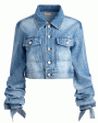 Blue Vintage Tiff Denim Jacket with Tie Sleeve Online Sale