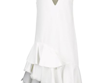 White V Neck Frill Dress Supply