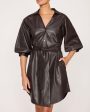 Timber Kate Belted Vegan Leather Shirt Dress Online now