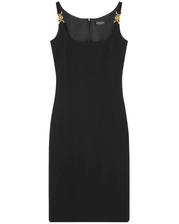 Black Techno Cady Medusa Strap Dress Hot on Sale