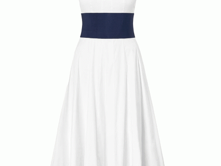 White and Navy Rig Dress Sale