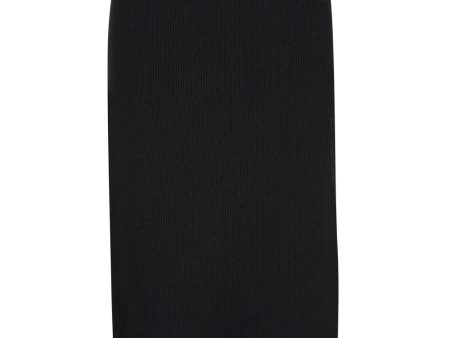 Black Ribbed Cashmere Midi Skirt Hot on Sale