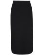 Black Ribbed Cashmere Midi Skirt Hot on Sale