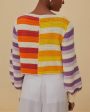 Sunset Stripe Crochet Criss Cross Sweater For Cheap