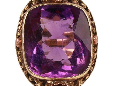 Vintage Amethyst and Amber Bezel Ring Online Hot Sale