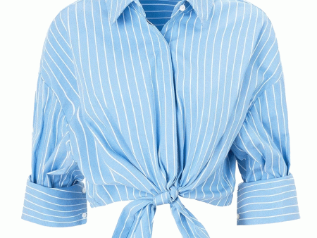 Azure Pinstripe Lisa Top Online Hot Sale