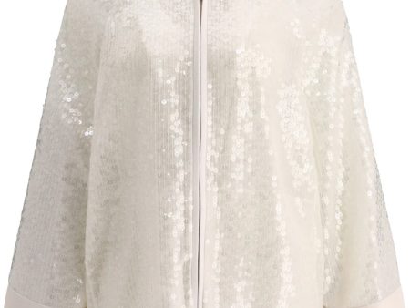 White Sequin Paillette Hooded Jacket Online now