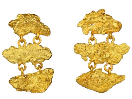 Triple Gold Nugget Drop Earrings Sale