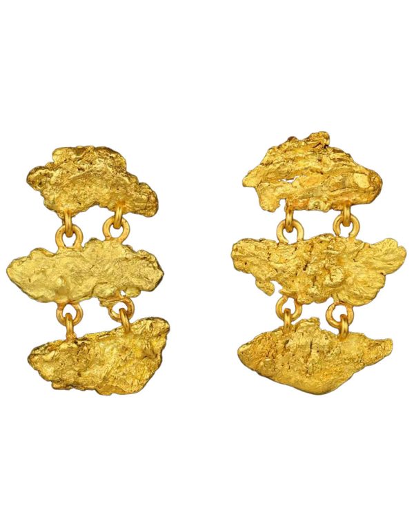 Triple Gold Nugget Drop Earrings Sale