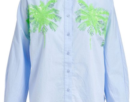 Feeling Blue Embellished Fresh Shirt For Cheap