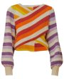 Sunset Stripe Crochet Criss Cross Sweater For Cheap