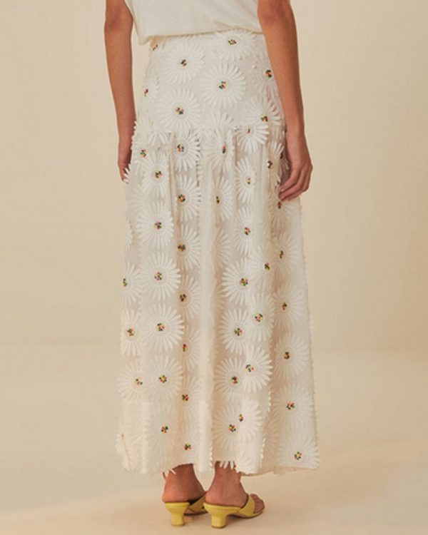 White Daisy Maxi Skirt For Discount