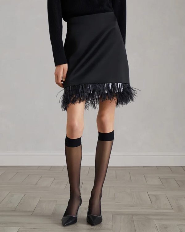 Black Feather Cady Mini Skirt on Sale