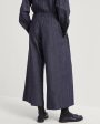 Blue Denim Elastic Waist Wide Leg Pant For Discount