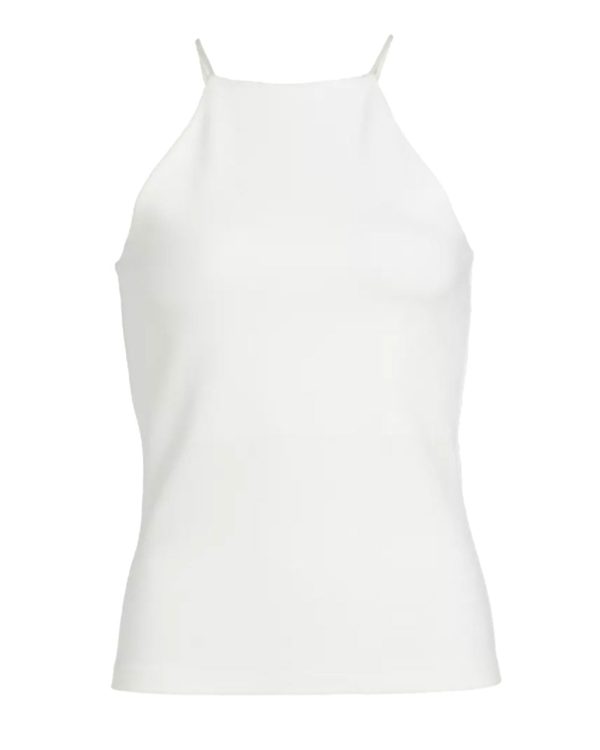 White Irina High Neck Tank Top Fashion