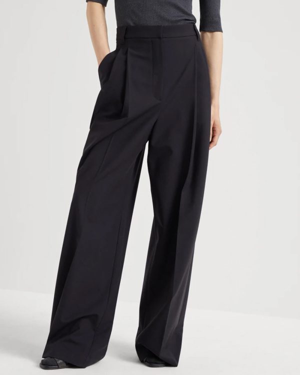 Black High Rise Straight Tropical Pant Cheap