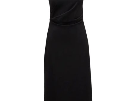 Black Mockneck Drape Jersey Dress Fashion