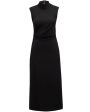 Black Mockneck Drape Jersey Dress Fashion