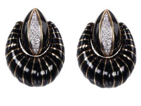 Black Enamel Door Knocker Earrings Sale