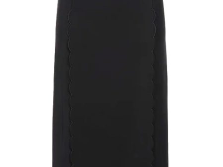 Black Scalloped Midi Skirt Discount