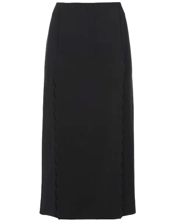 Black Scalloped Midi Skirt Discount