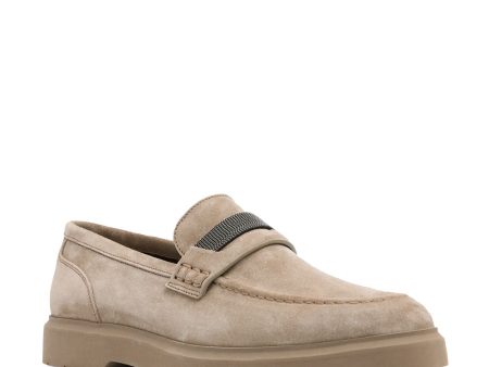 Monili Suede Penny Loafer in Light Brown Sale