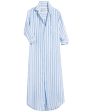 Blue and White Stripe Linen Rory Maxi Shirtdress For Discount