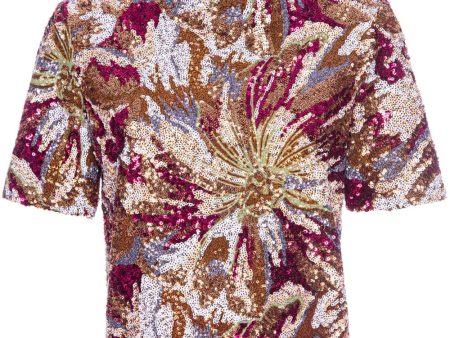 Abstract Floral Sequin Top For Sale