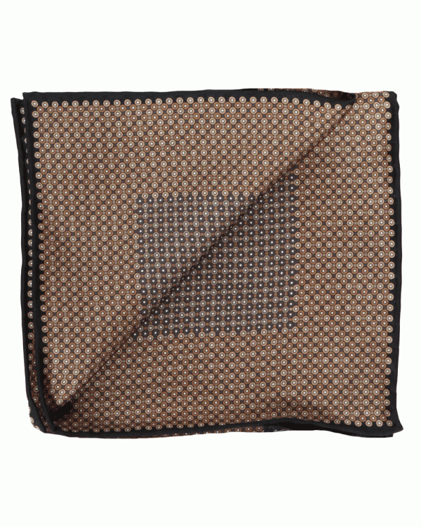 Beige and Black Micro Motif Pocket Square Online Hot Sale