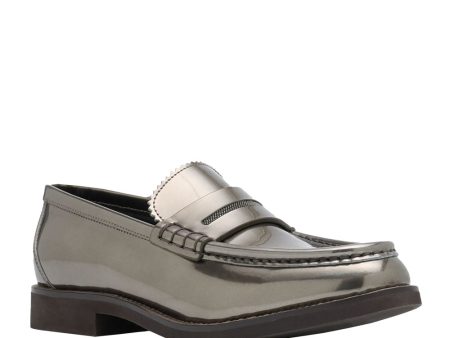 Metallic Penny Loafers in Slate Fashion