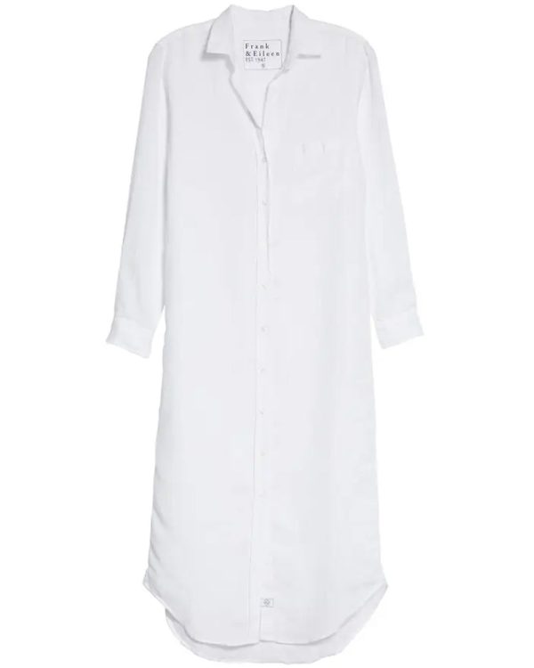 White Linen Rory Maxi Shirtdress For Discount