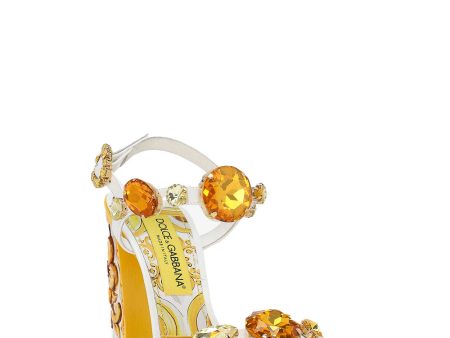 Keira Stone Embellished Block Heel in Yellow Majolica Sale